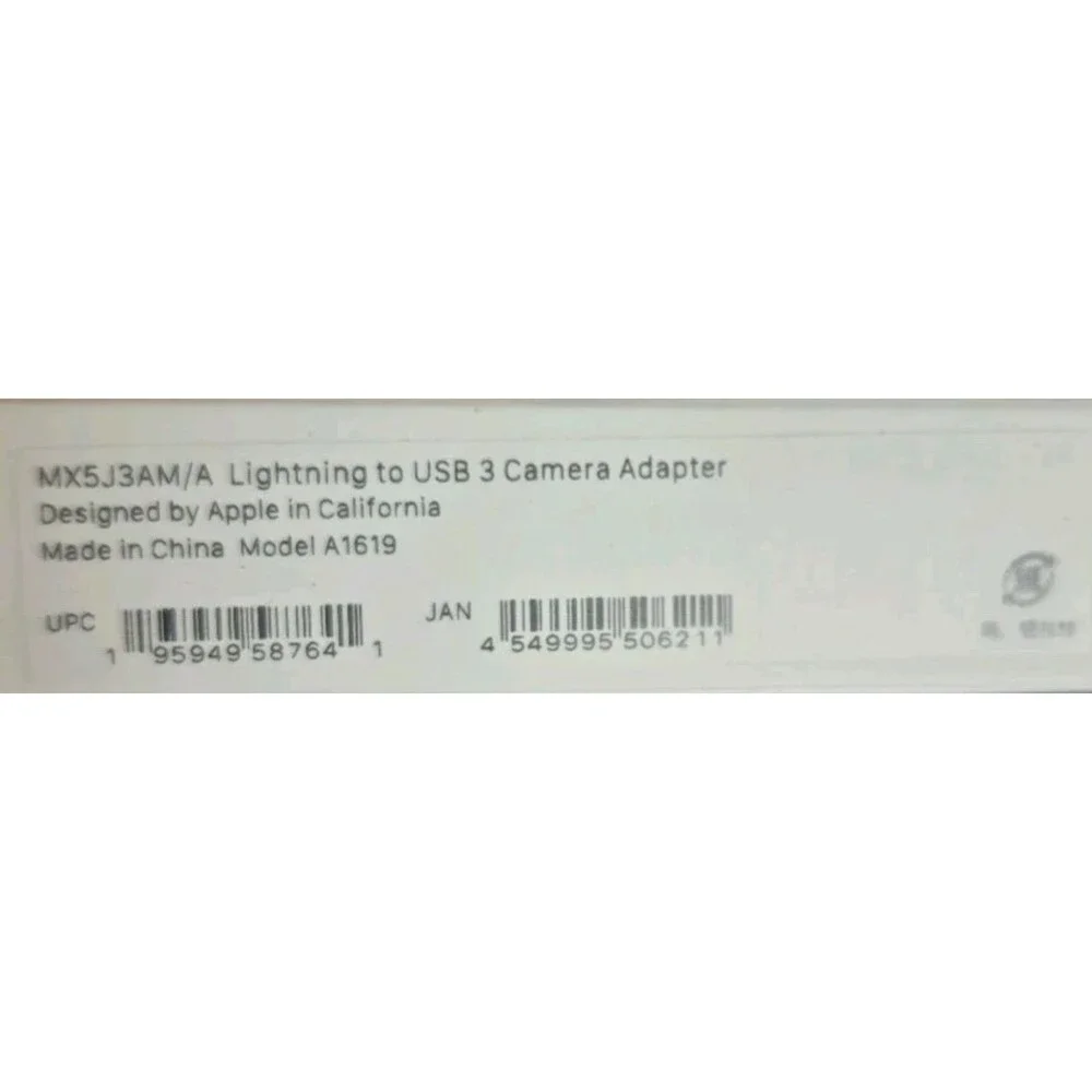 Apple Lightning to USB 3 Camera Adapter Genuine OEM New Sealed Authentic MX5J3AM
